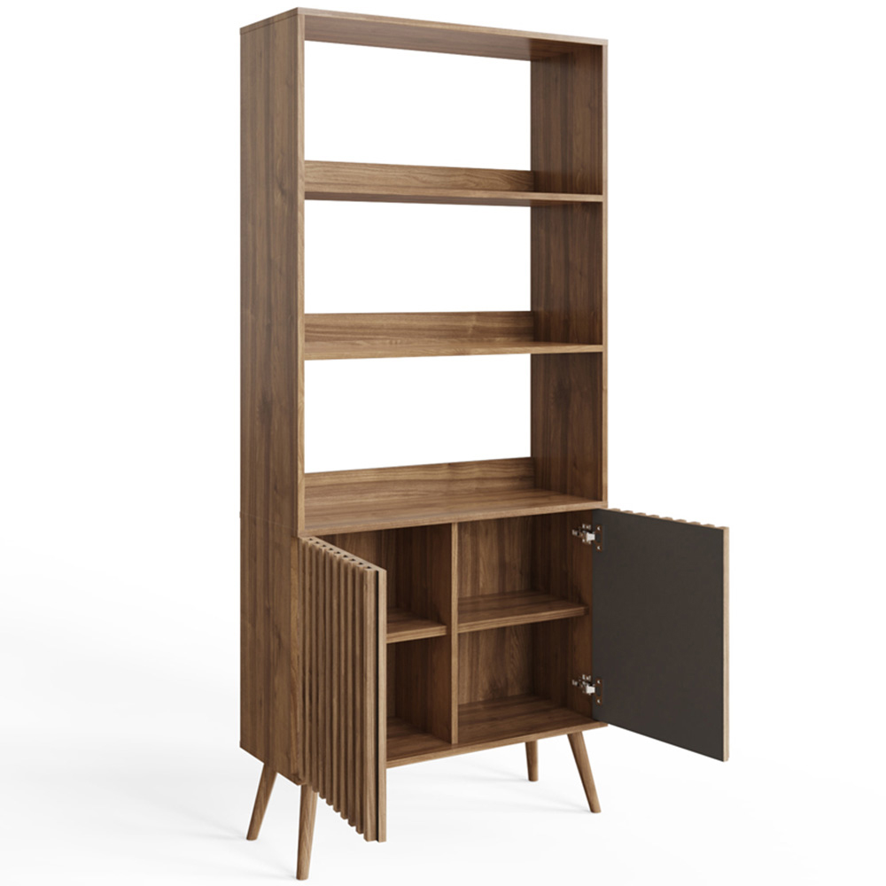 GFW Rowan 2 Door 3 Shelf Oak Slatted Bookcase Image 4