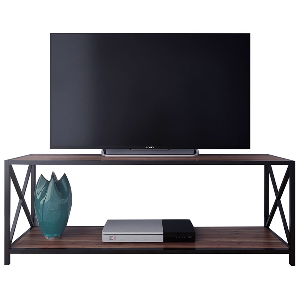 Decorotika Xena Single Shelf Walnut and Black TV Unit Image 2