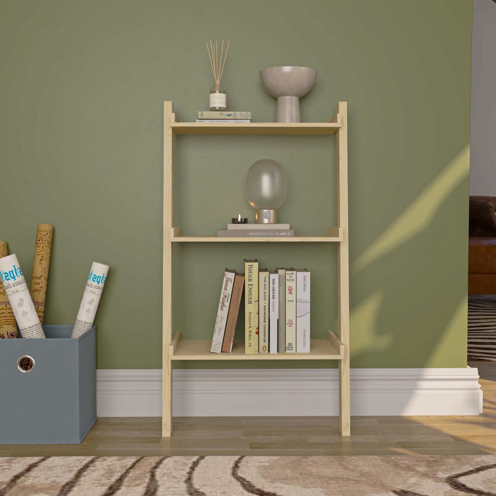Vida Designs York 3 Shelf Pine Ladder Bookcase Image 3