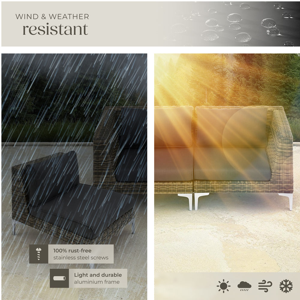 tectake Villanova Rattan Left Corner Garden Chair with Cushion Image 7