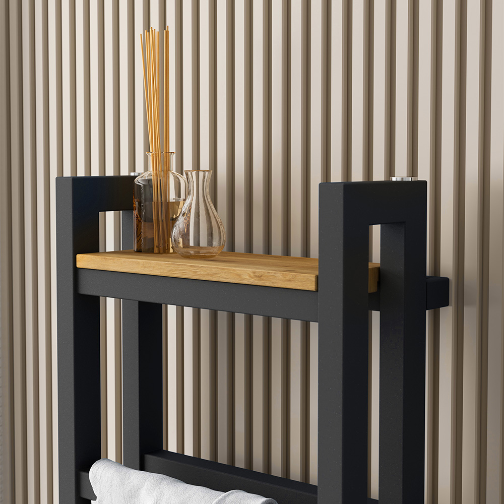 Terma Stand Beech Wood Towel Rail Shelf 400mm Image 2