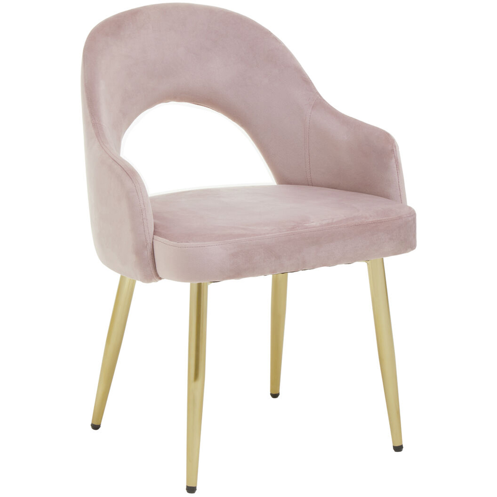 Premier Housewares Dani Dusky Pink Velvet Dining Chair Image 2