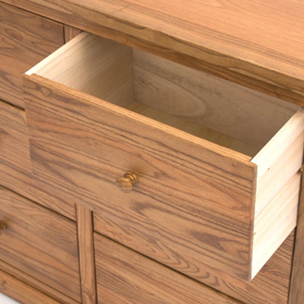 Cabinet Bits Salerno 6 Drawer Brown Wood Knob Chest of Drawers Image 6