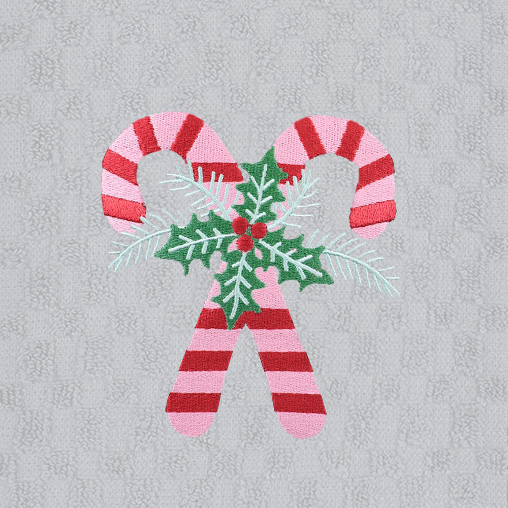 Noel Square Candy Canes White Tea Towel 3 Pack Image 4