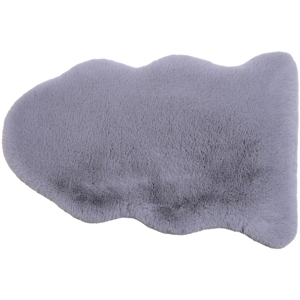 Pearl Grey Faux Rabbit Fur Rug 60 x 90cm Image 1