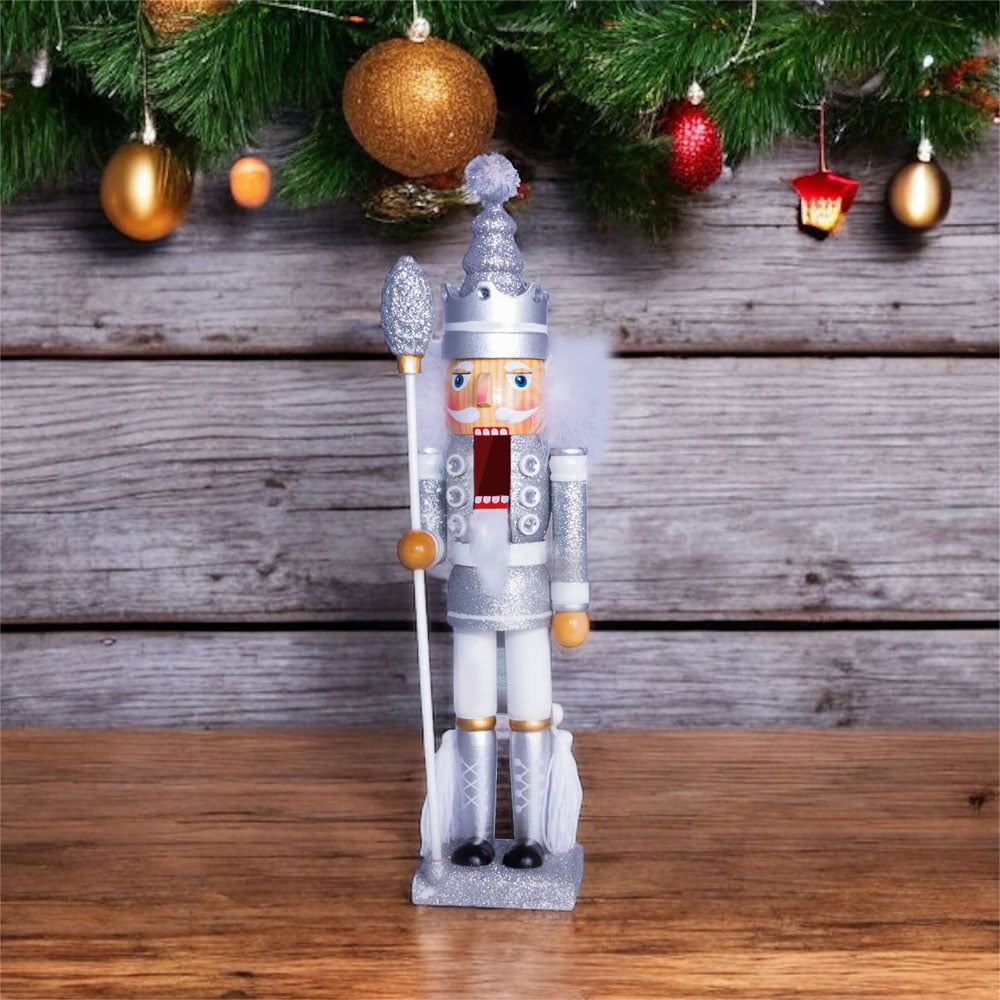 St Helens Silver Glitter Nutcracker 40cm Image 2
