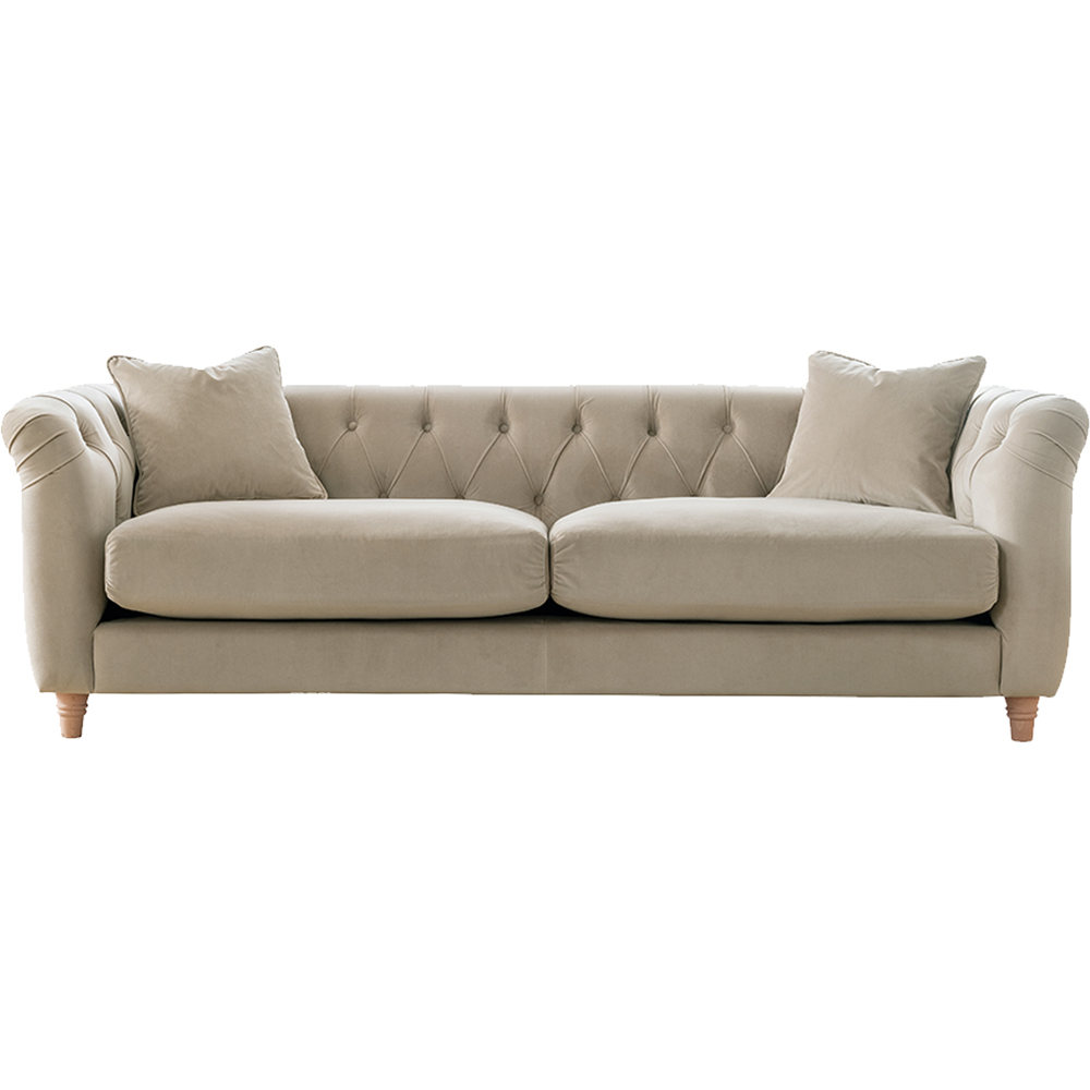 Elsie Chesterfield 3 Seater Putty Plush Velvet Sofa Image 2