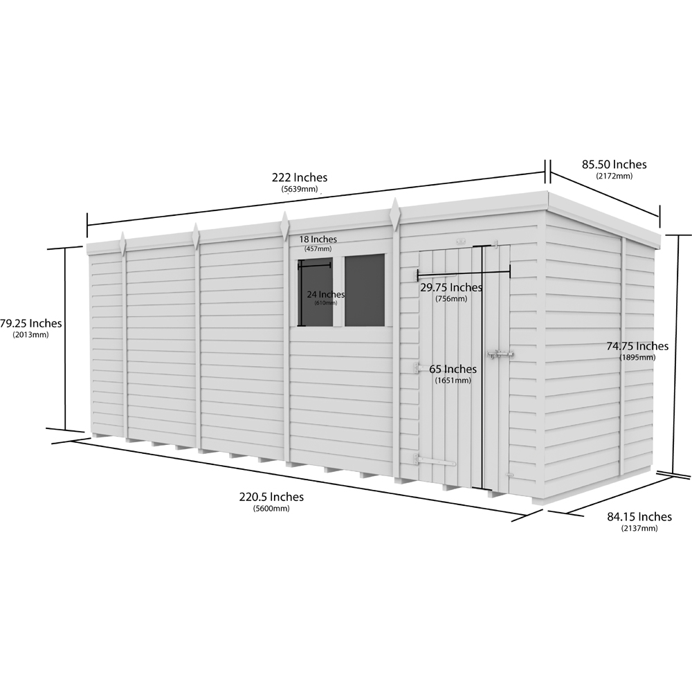 Foreverspaces 19 x 7ft Composite Board Pent Garden Shed Image 3