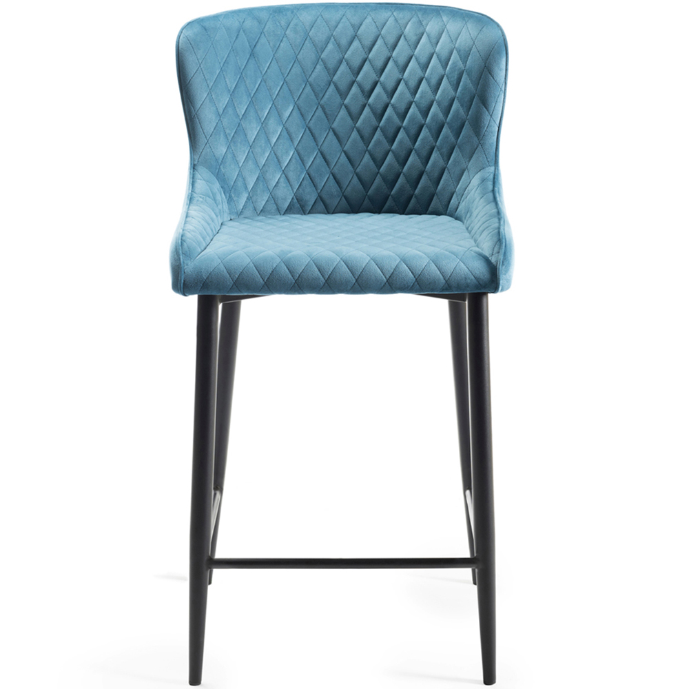 Bentley Designs Cezanne Set of 2 Petrol Blue Velvet Fabric Upholstered Barstool Image 3