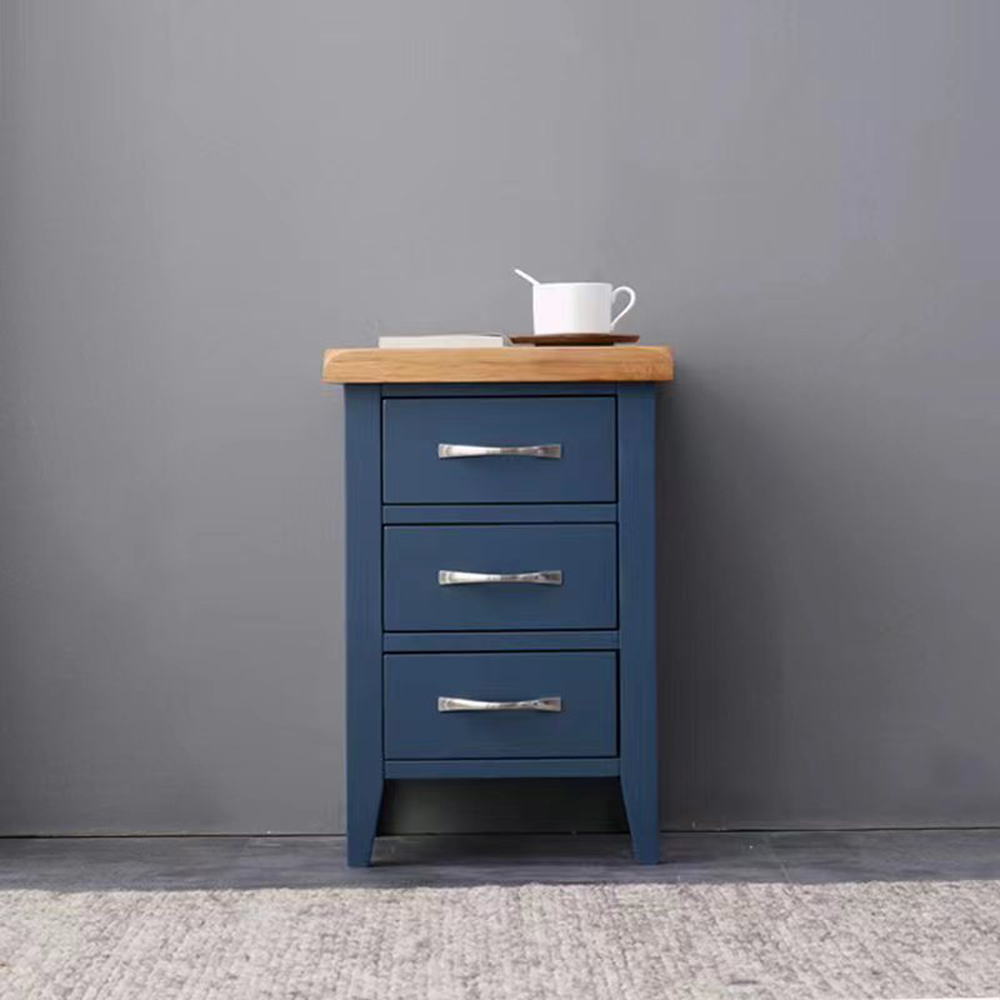 Furniture One 3 Drawer Blue Bedside Table Image 5