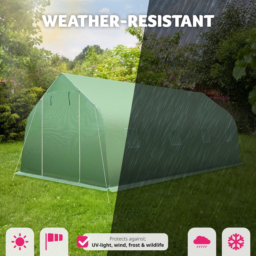 tectake 9.8 x 19.6ft Polytunnel Greenhouse with Windows Image 8