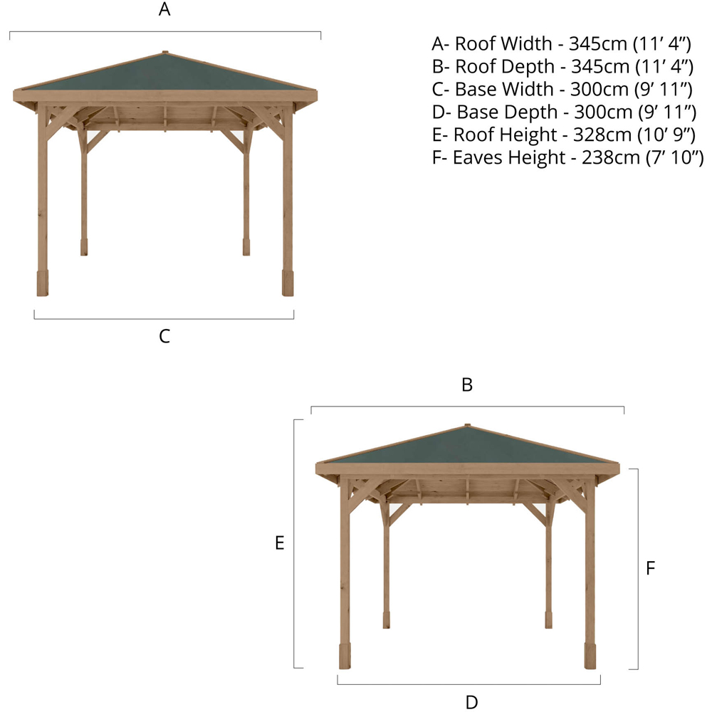 Mercia 3 x 3m Pressure Treated Traditional Gazebo Image 6