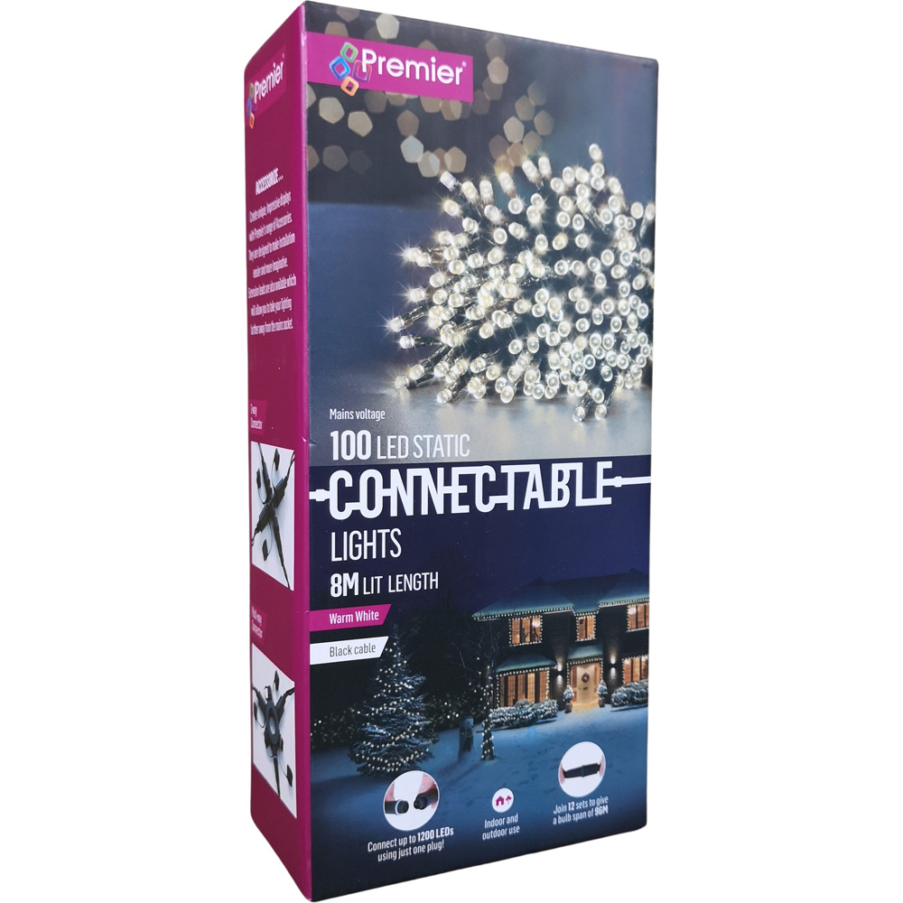 Premier 100 Warm White LED Static Black Cable String Light 8m Image 2