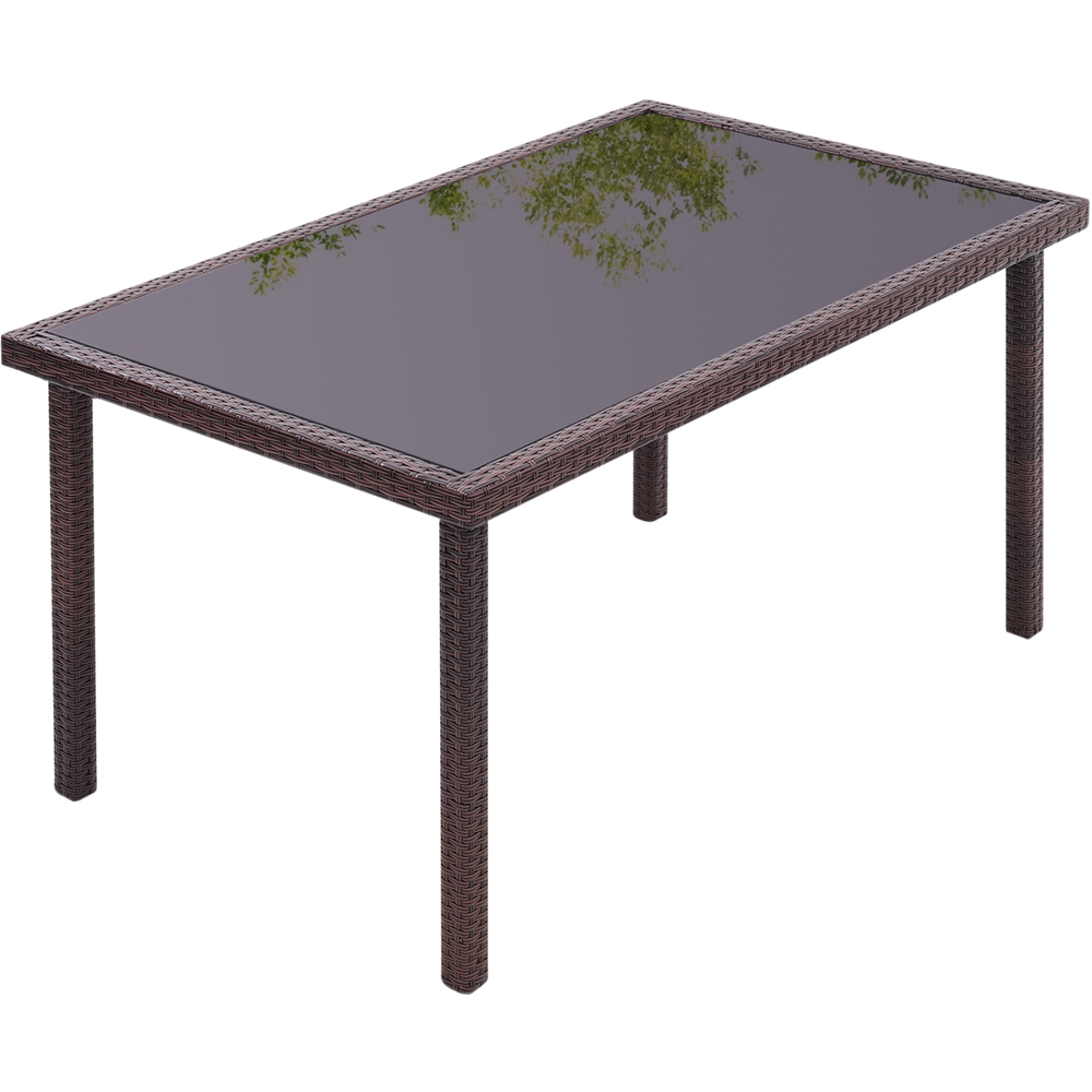 Living and Home 6 Seater Rectangle Rattan Table Brown Image 4