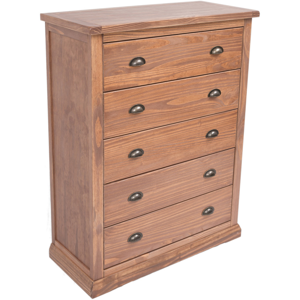 Cabinet Bits Tirolo 5 Drawer Brown Brass Cup Handle Chest of Drawers Image 4