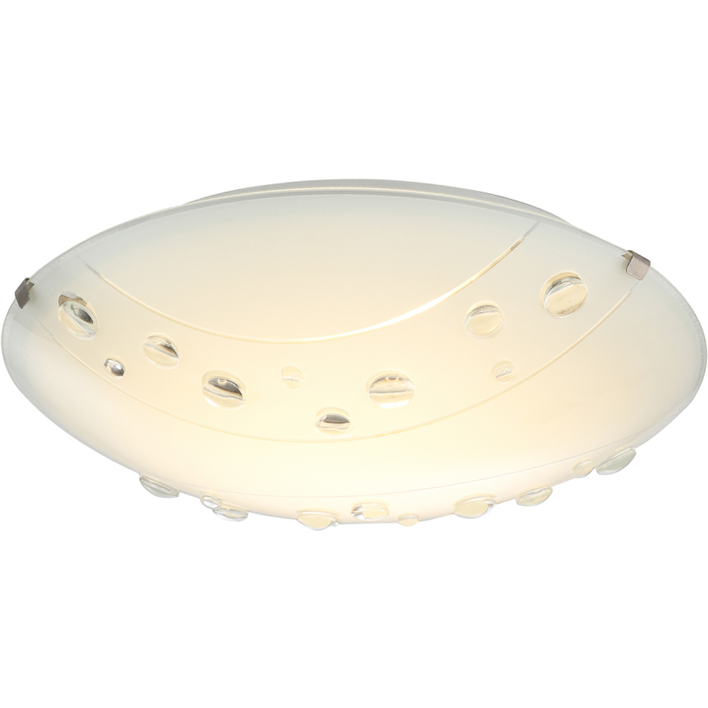 Happy Homewares Circular Opal White Glass Flush Ceiling Light with Crystal Buttons Image 4
