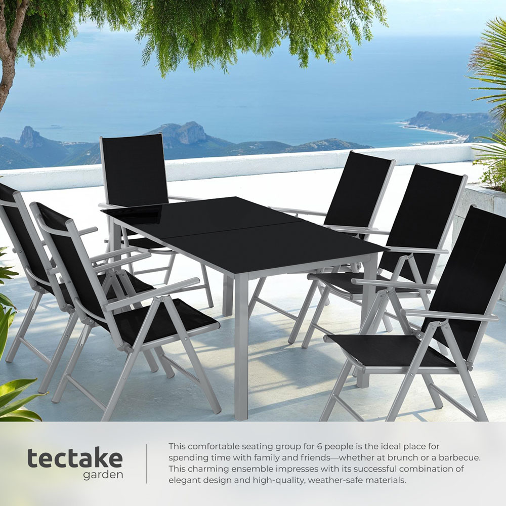 tectake 6 Seater Silver Garden Table and Chairs Set Image 4