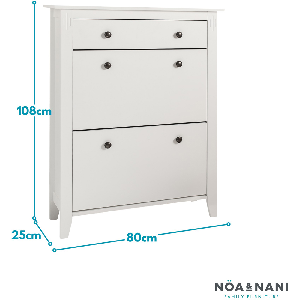 Noa and Nani Cotswold 2 Flip Door Single Drawer White Shoe Storage Cabinet Image 6