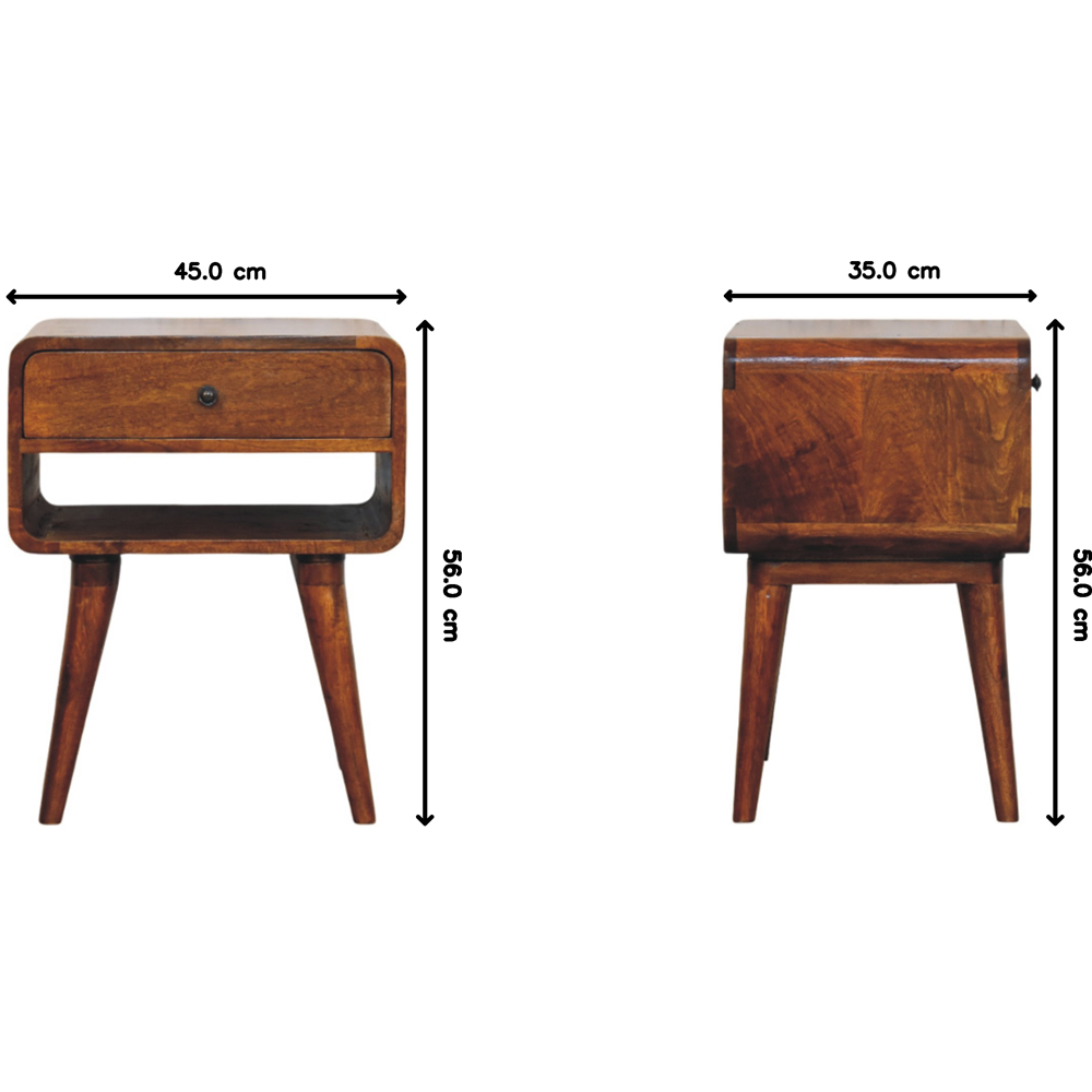 Artisan Furniture Avora Chestnut Single Drawer Single Shelf Solid Wood Nightstand Image 8
