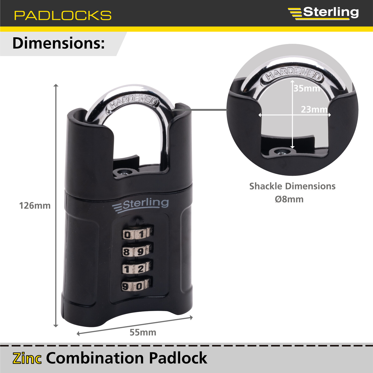 Closed Shackle Combination Padlock 55mm Black Image 3