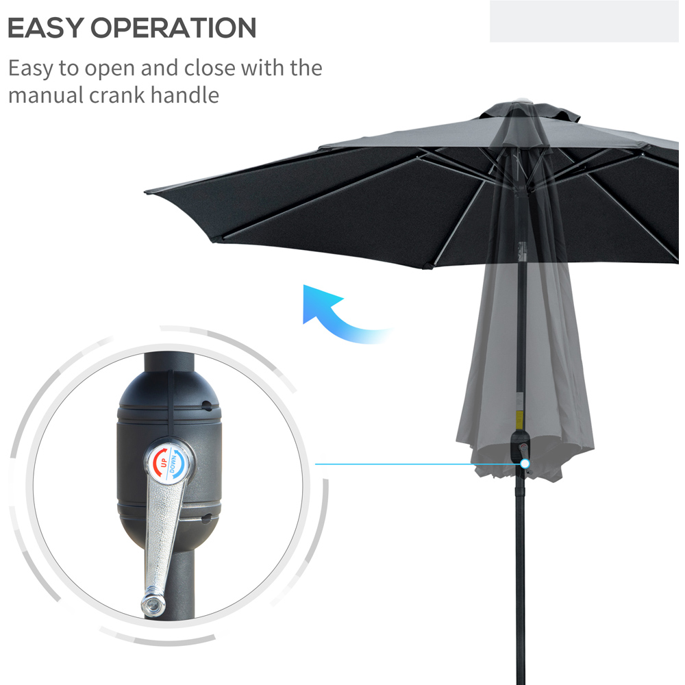 Outsunny Black Crank and Tilt Parasol 3m Image 5