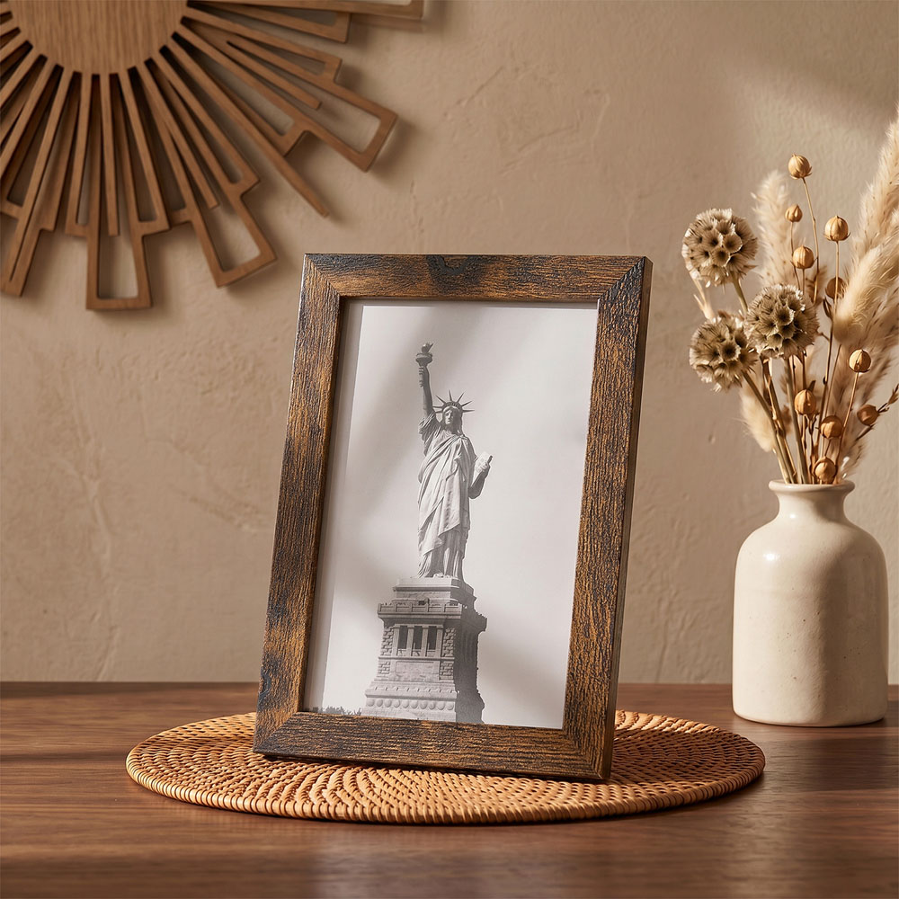 Living and Home Dark Walnut Wood Grain Photo Frame 4 x 6 inch 5 Pack Image 2