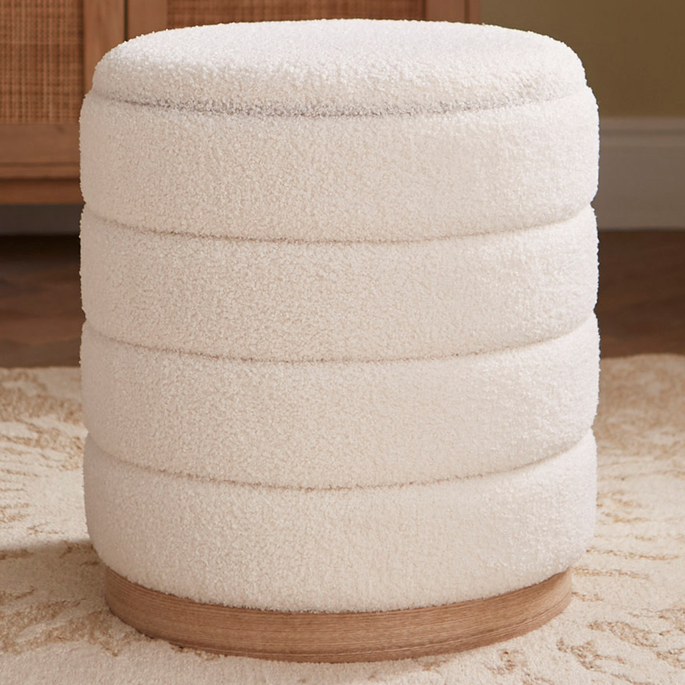 GFW Otis Teddy Boucle Storage Stool Image 1