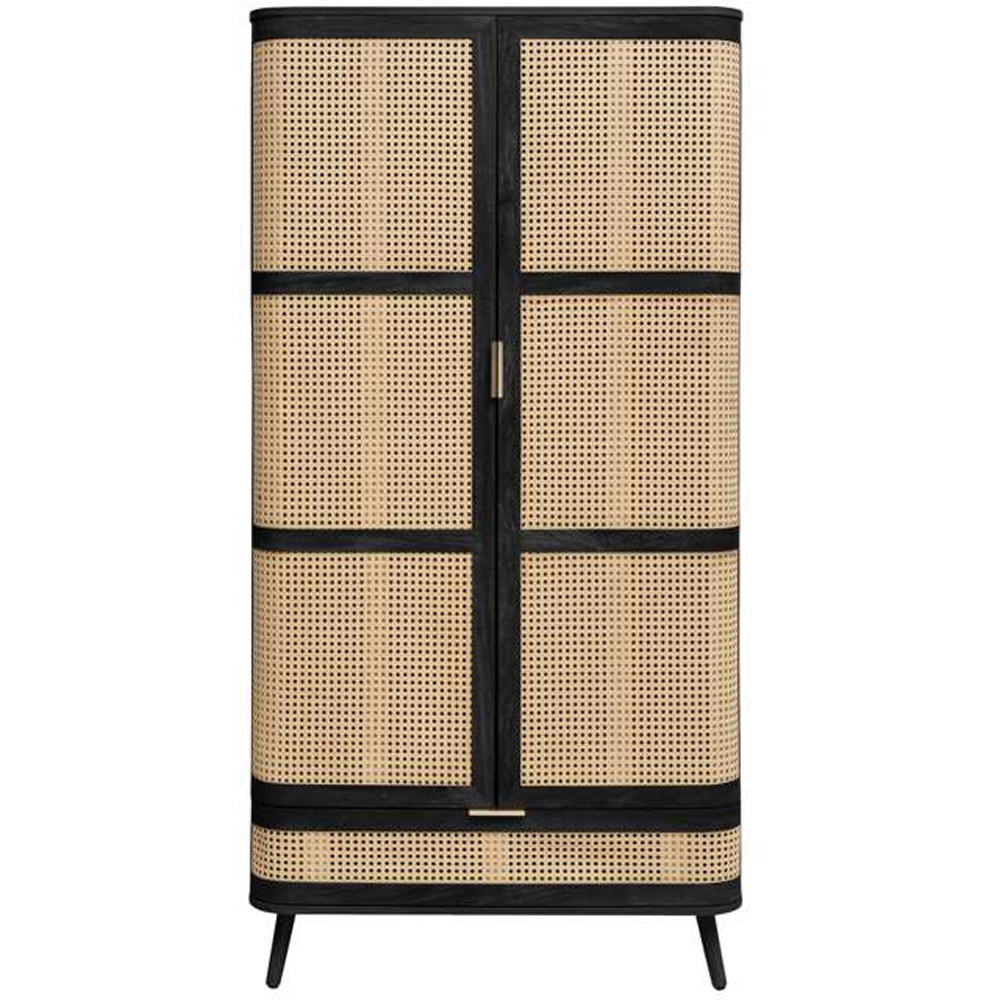 Birlea Noah 2 Door Single Drawer Black Rattan Wardrobe Image 3
