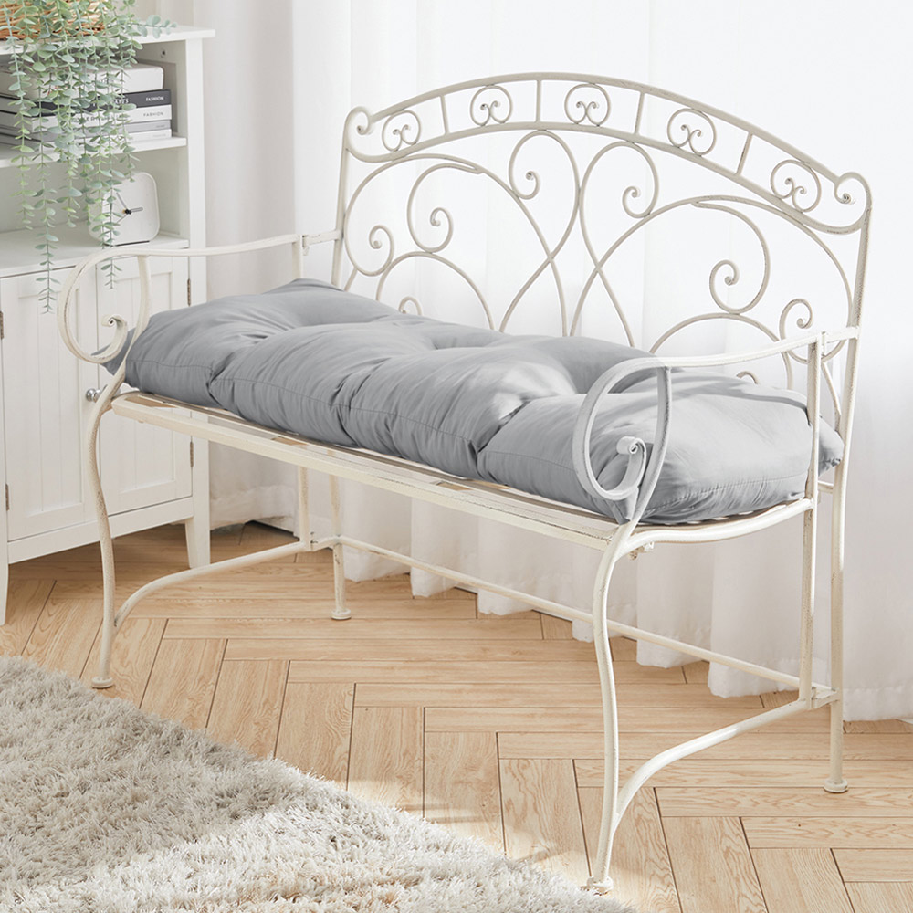 Living and Home Light Grey Cotton Garden Chair Cushion 40 x 120cm Image 7