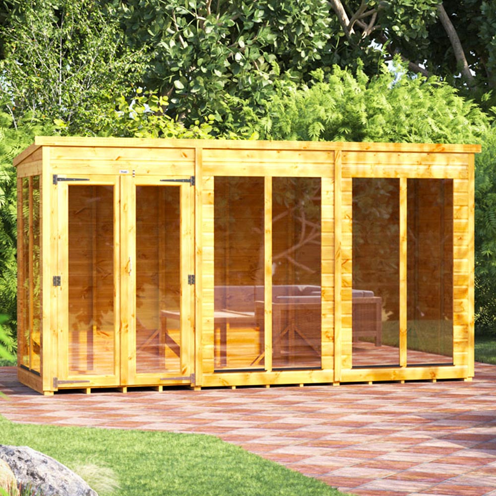 Power Sheds 12 x 4ft Double Door Pent Traditional Summerhouse Image 2