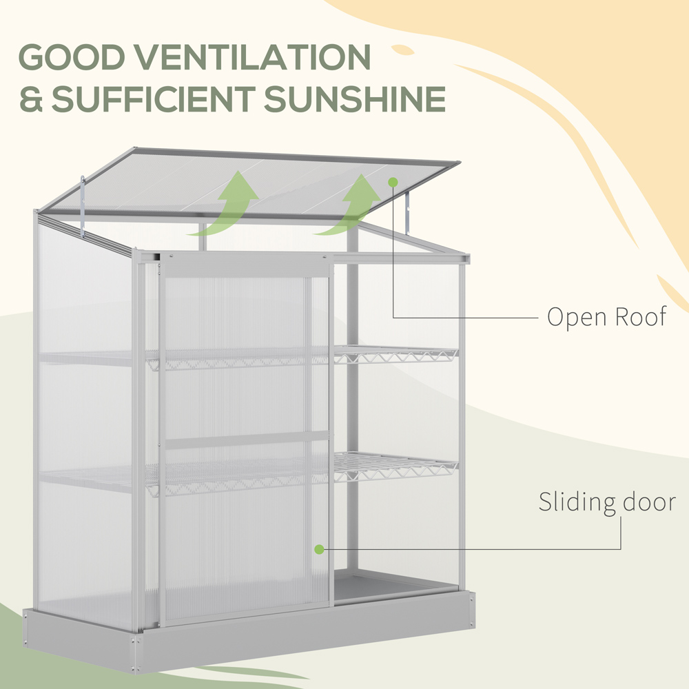 Outsunny 3 Tier Polycarbonate 2 x 4ft Cold Frame Greenhouse with Openable Roof Image 5