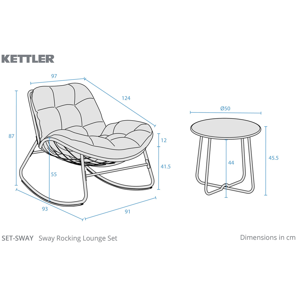 Kettler Sway 2 Seater Black Steel Rocking Garden Lounge Set Image 7