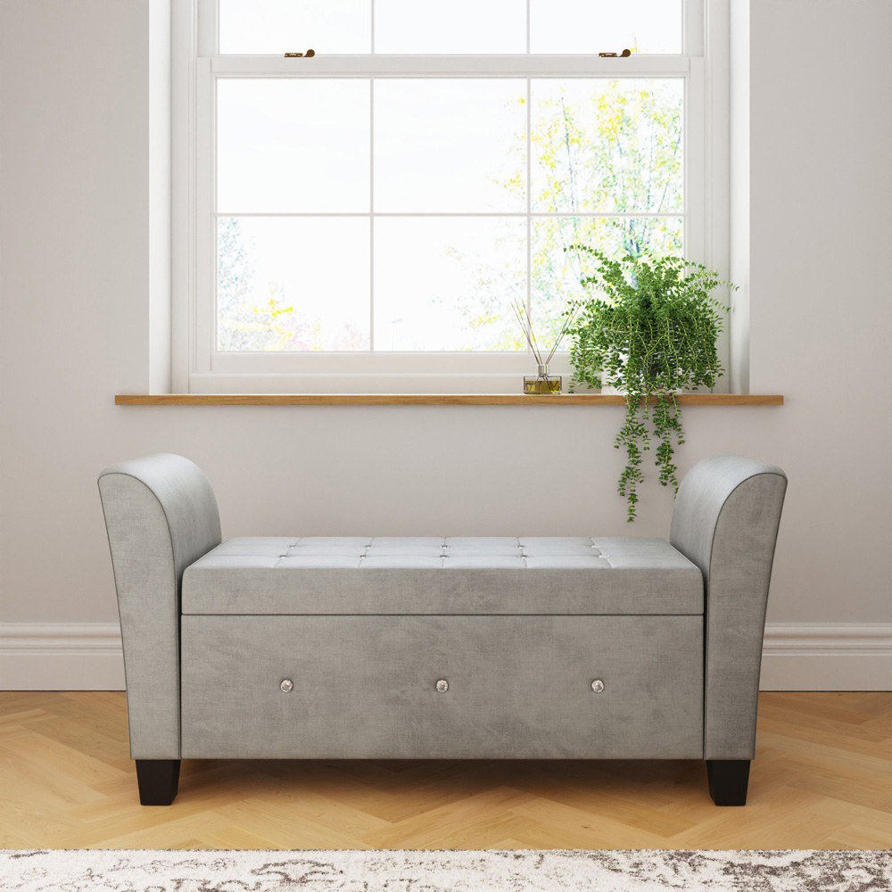 GFW Verona Grey Diamante Window Seat Image 7