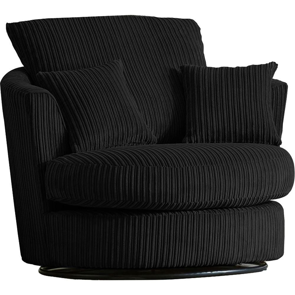 Portland Luxor Black Jumbo Cord Swivel Chair Image 2