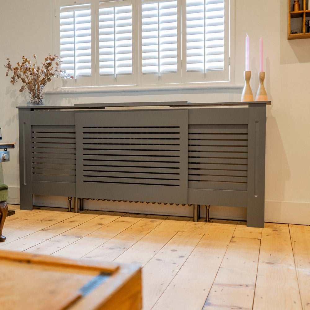 Jack Stonehouse Matt Grey Horizontal Line Radiator Cover Adjustable Image 7