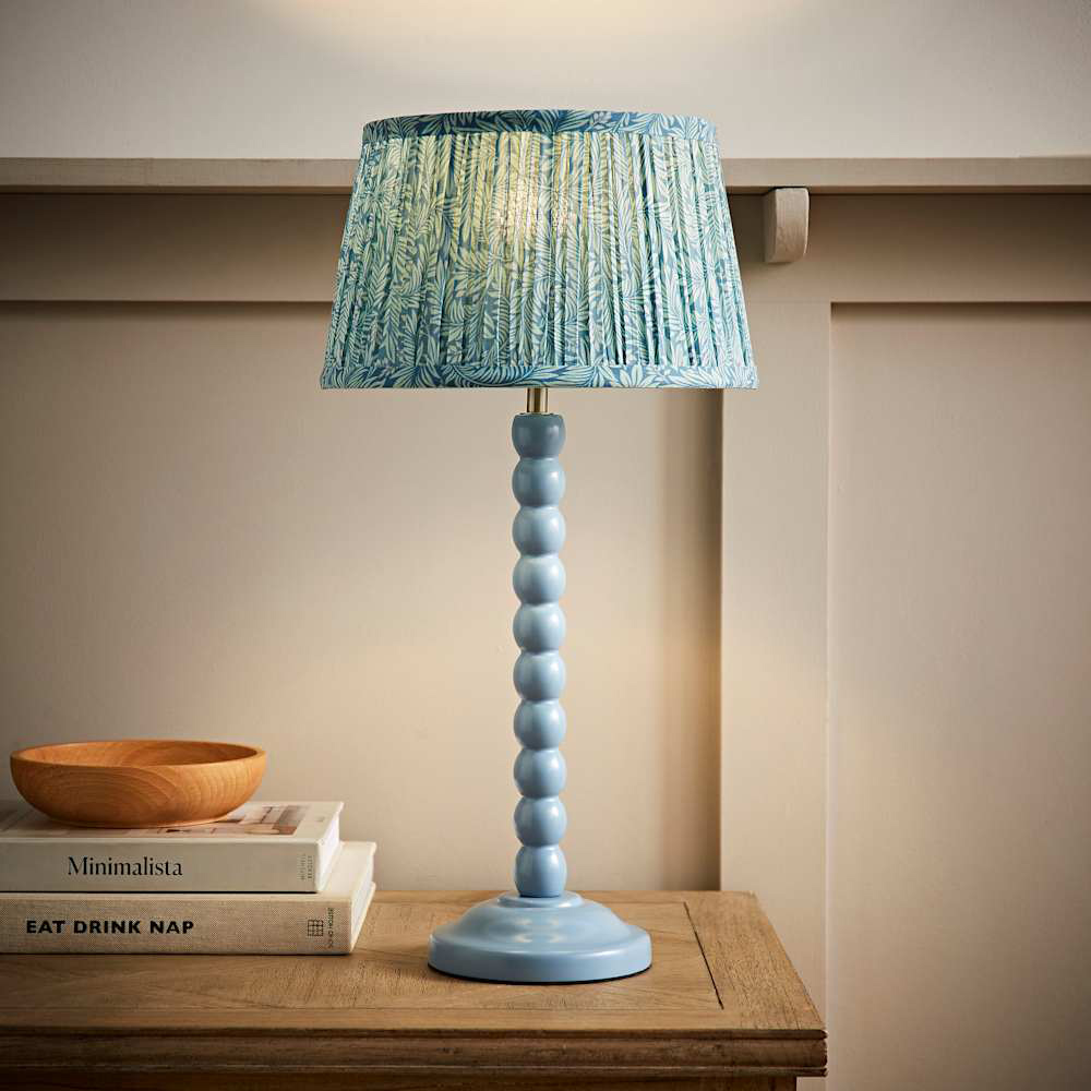 ValueLights Leaf Pleated Shade Pastel Blue Bobbin LED Table Lamp with Bulb Image 3