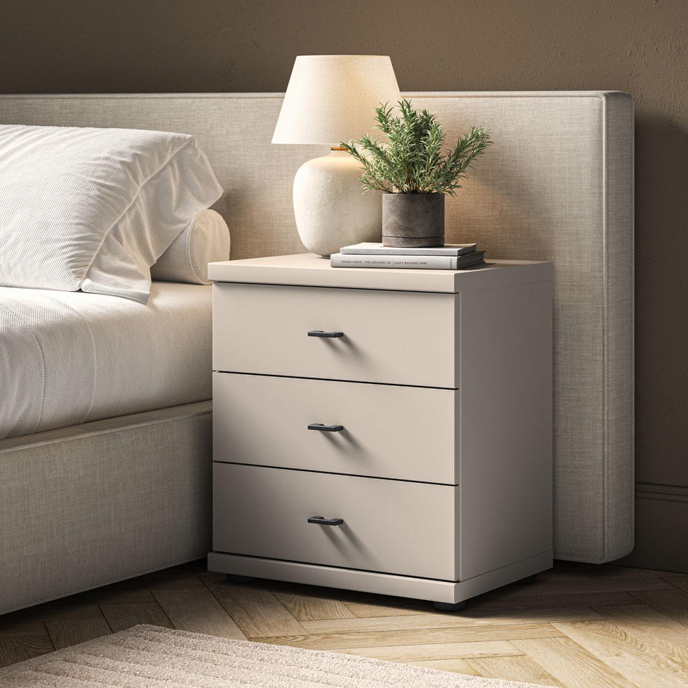 Homebase Cortiva Champagne and Slate 3 Drawer Bedside Table Image 4