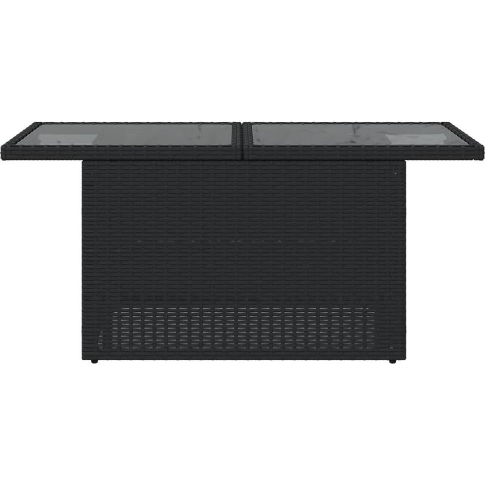 Walplus 2 Seater Black Poly Rattan Liftable Glass Top Convertible Garden Dining Table Image 4