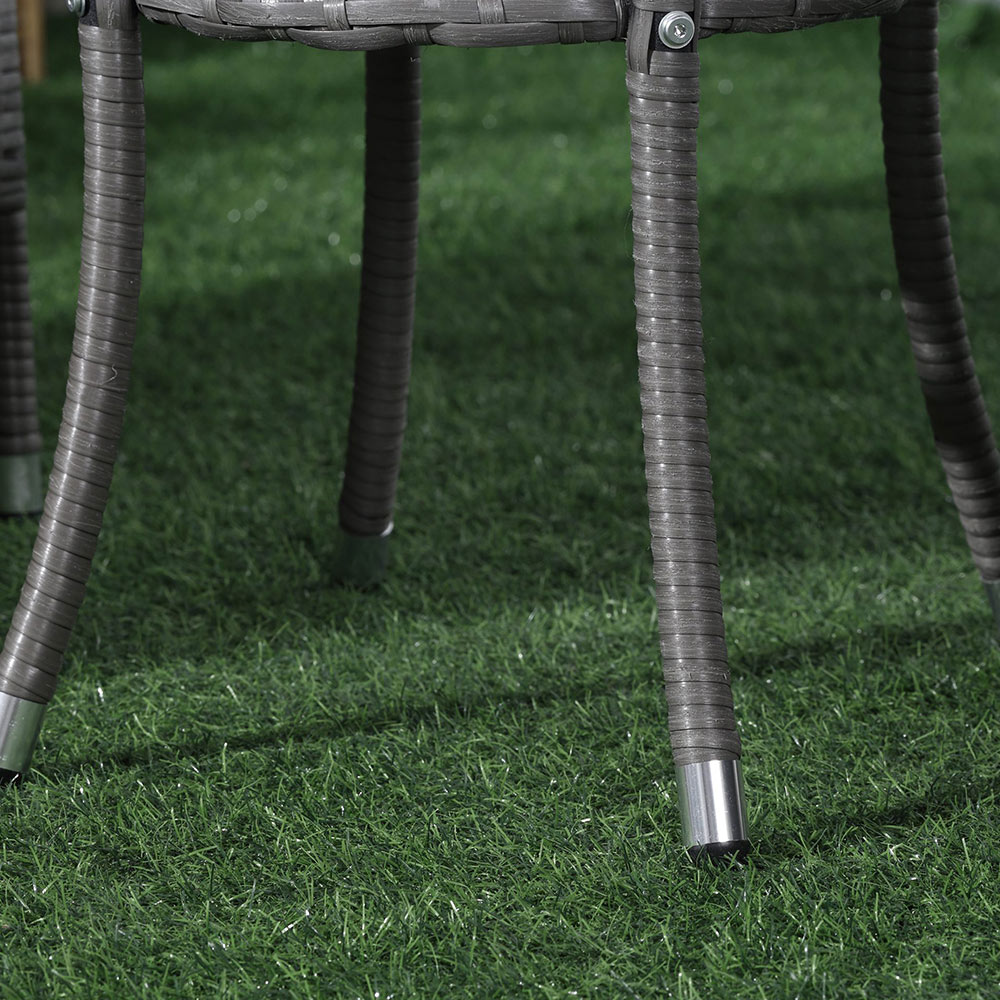 Outsunny Rattan Bistro Set Weave Grey Image 6