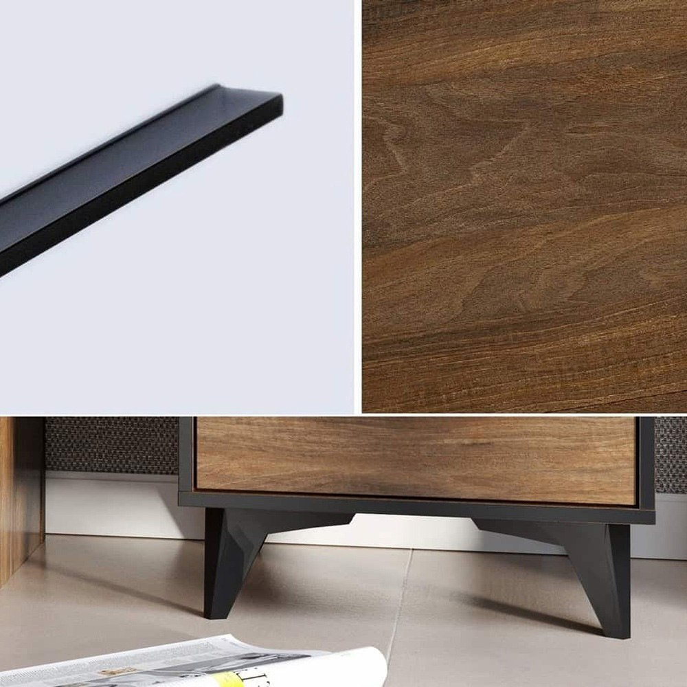 Impact Furniture Frida Dark Oak 3 Drawer Tall Narrow Chest of Drawers with Black Legs Image 4