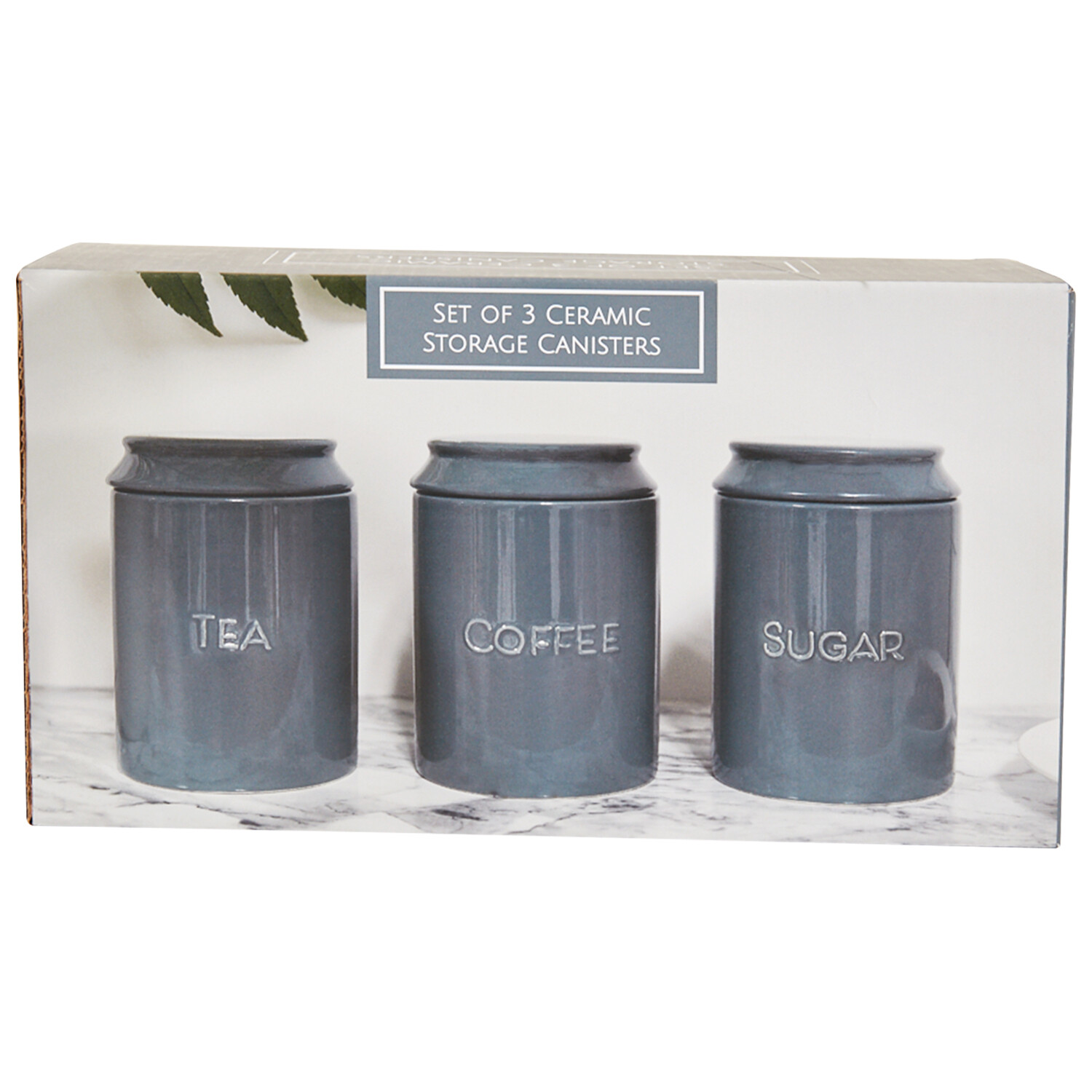 Set of 3 Retro Shape Canisters Dark Grey - Dark Grey Image 2