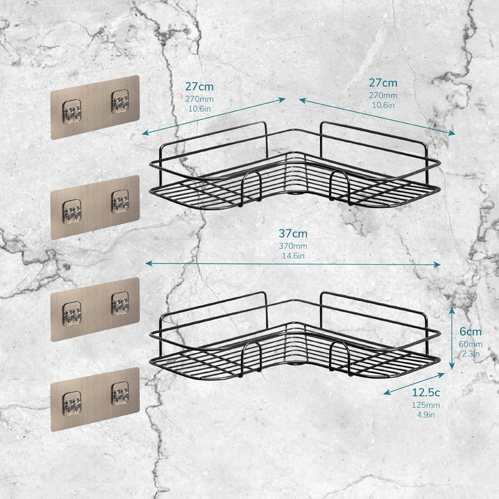 House of Home Steel Corner Shower Shelves Pack of 2 Image 3