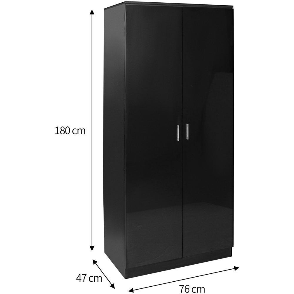 Brooklyn 2 Door Black High Gloss Wardrobe Image 4