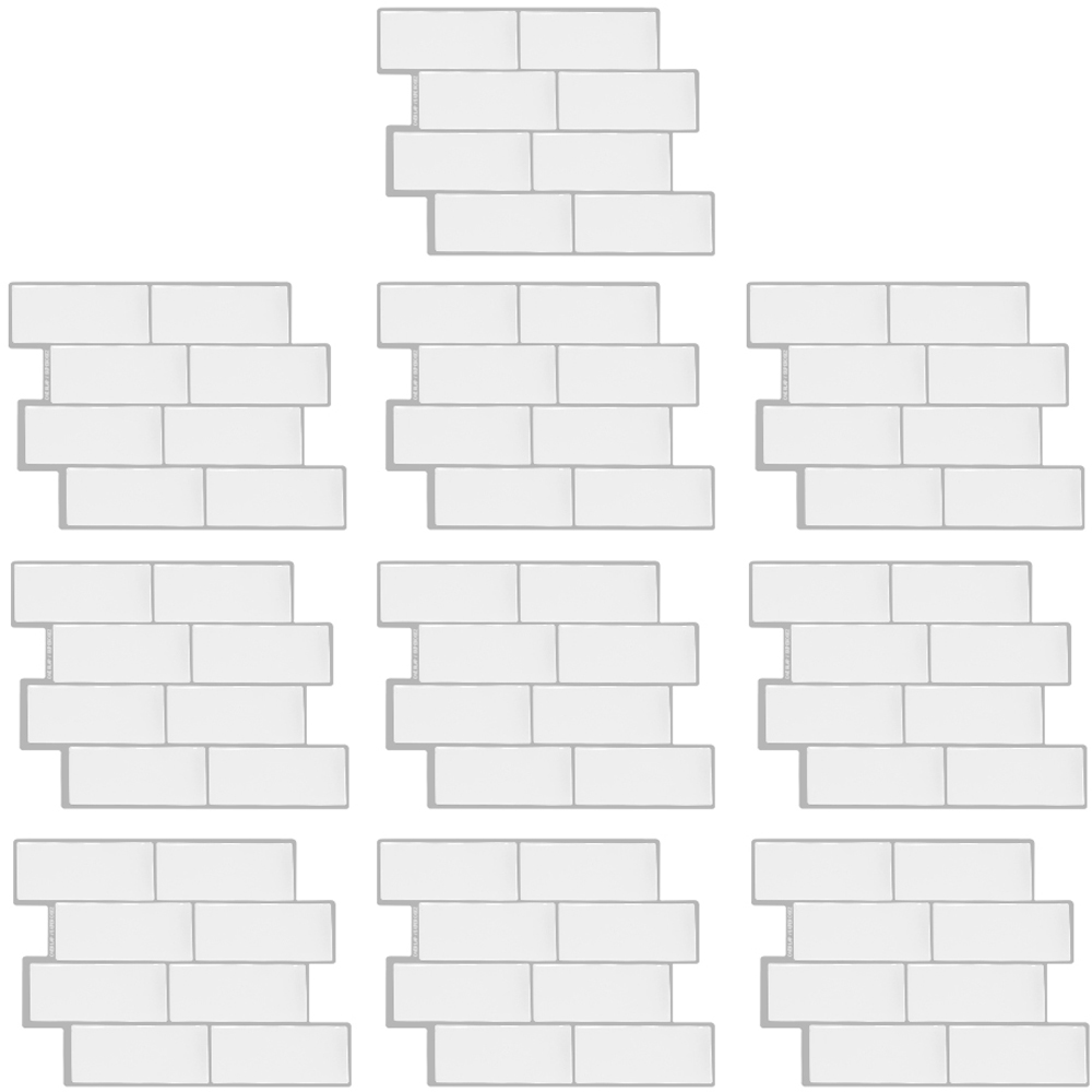 Living and Home Brick Effect Light Beige Rectangle Self Adhesive Wall Sticker 10 Pack Image 2