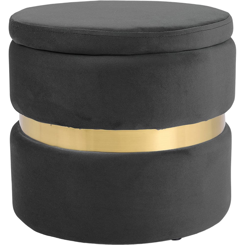 Living and Home Grey Flannel Upholstered Storage Ottoman Image 2