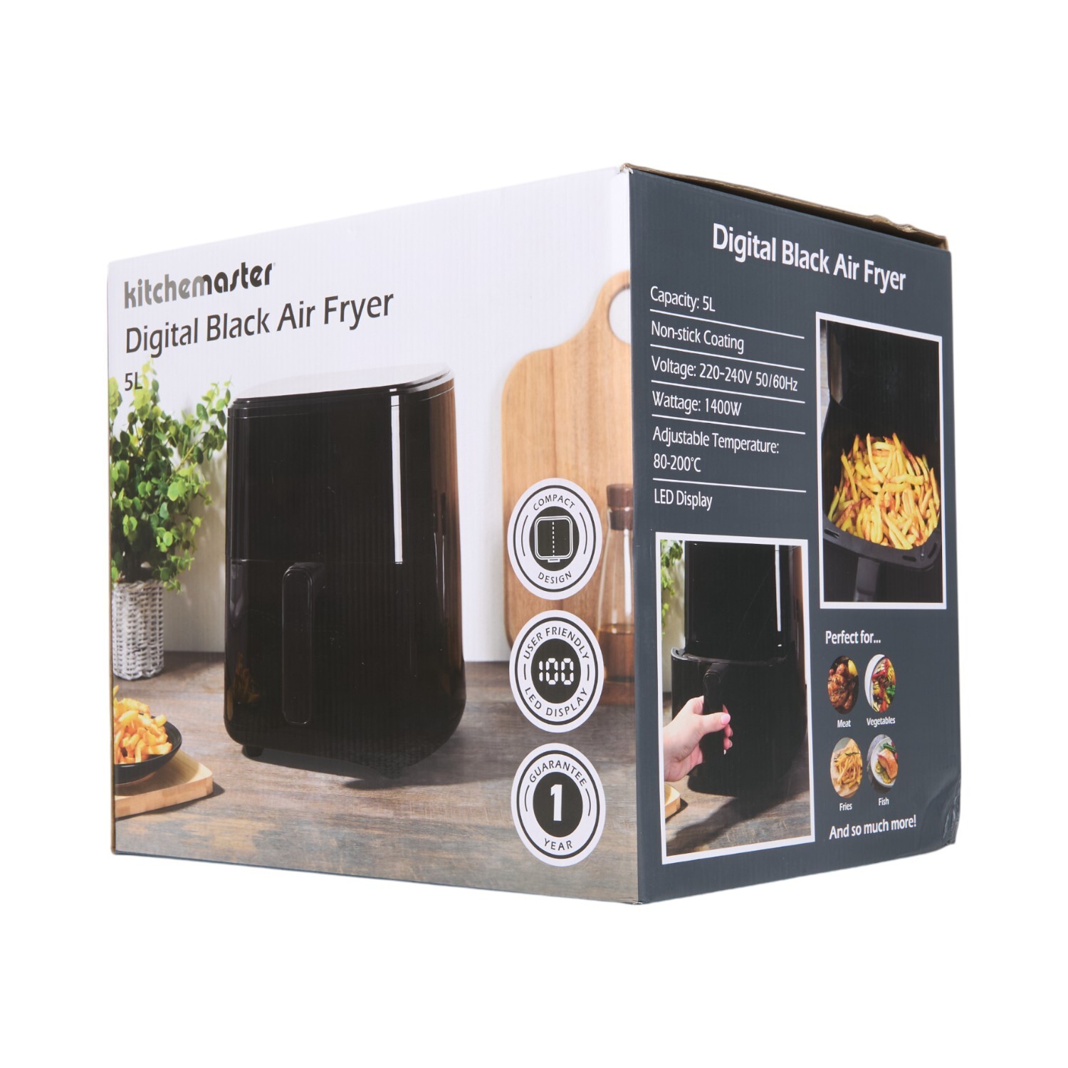 KM Digital Black Air Fryer 5L Black Image 2