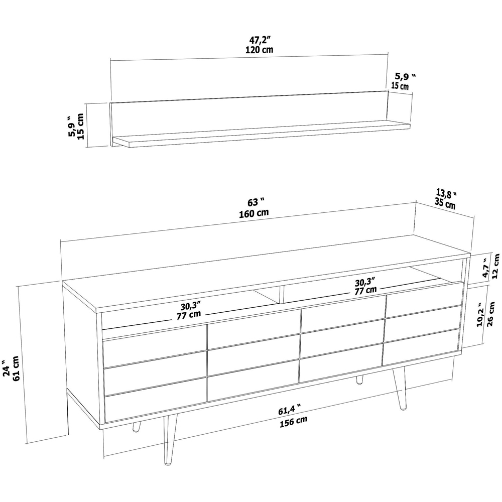 Decorotika Ola Single Door Single Shelf Black Marble and Black TV Unit with Wall Shelf Image 7