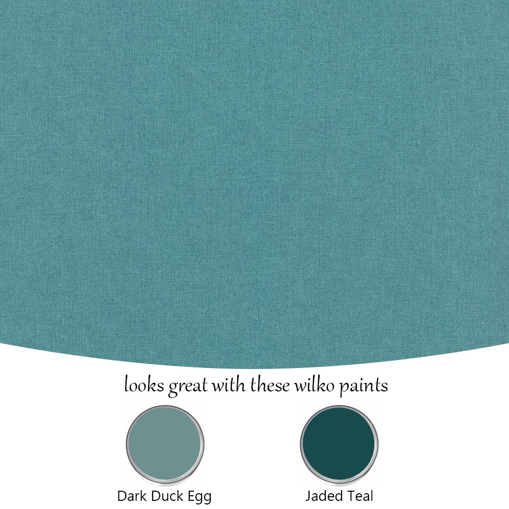 Grandeco Panama Plain Linen Fabric Deep Teal Wallpaper Image 4