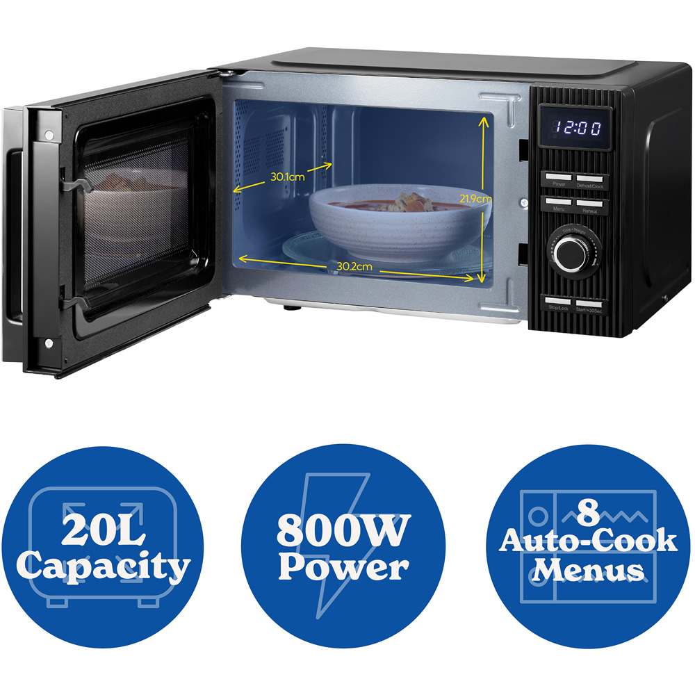 Russell Hobbs Bronte RHMD834B Black 20L Digital Microwave 800W Image 6