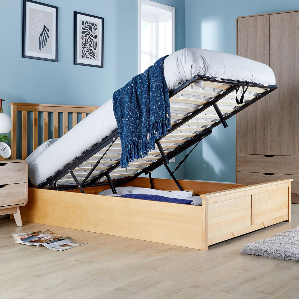 Home Source King Size Pine End Lift Ottoman Bed Image 7